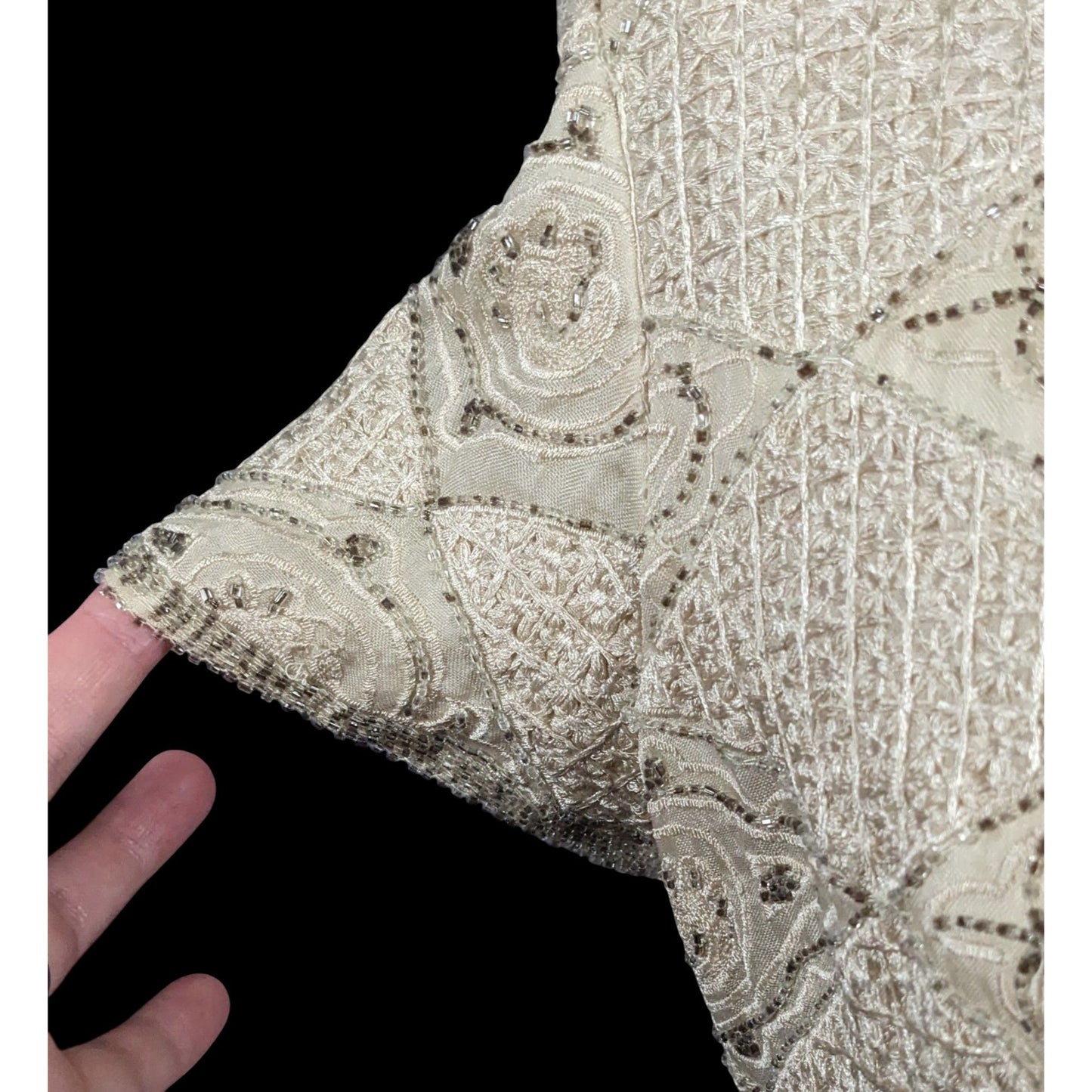 Vintage BlackTie By Oleg Cassini Silk Beaded Top Size Large