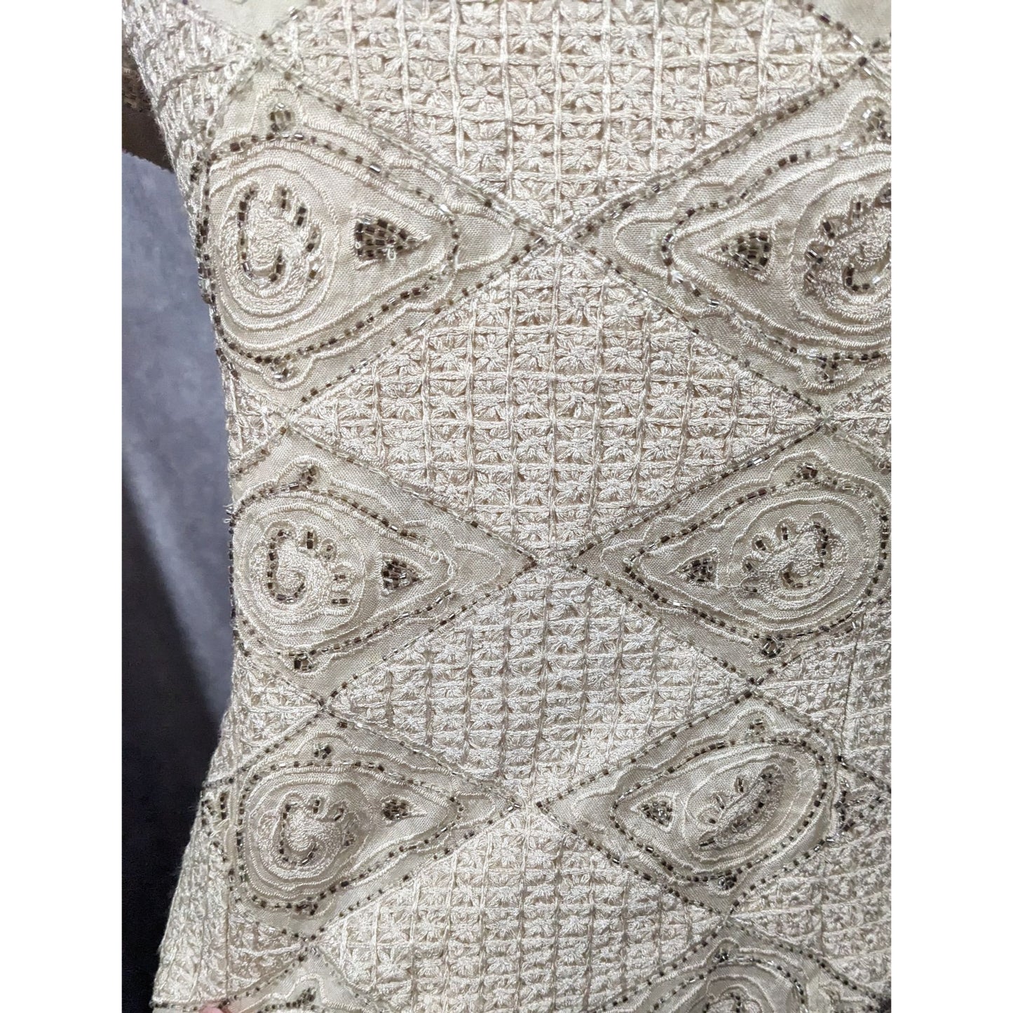 Vintage BlackTie By Oleg Cassini Silk Beaded Top Size Large