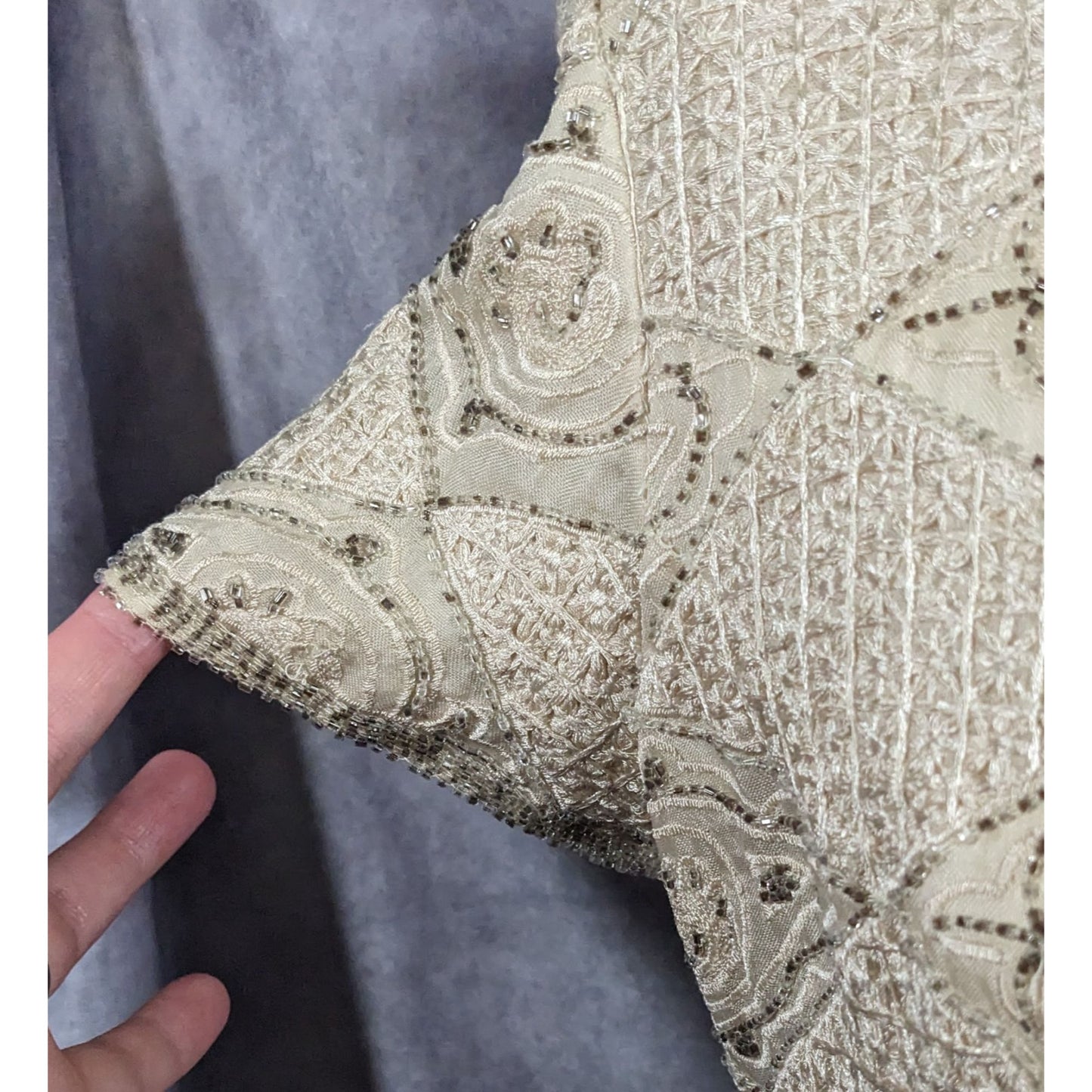 Vintage BlackTie By Oleg Cassini Silk Beaded Top Size Large