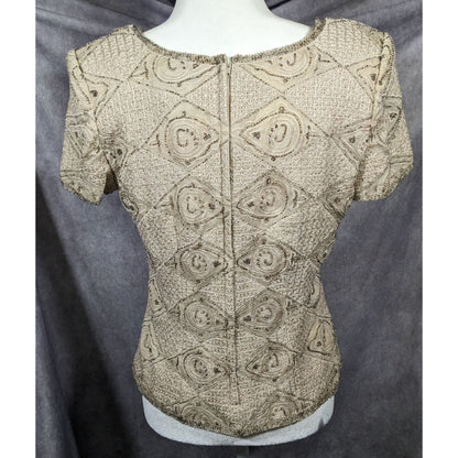 Vintage BlackTie By Oleg Cassini Silk Beaded Top Size Large