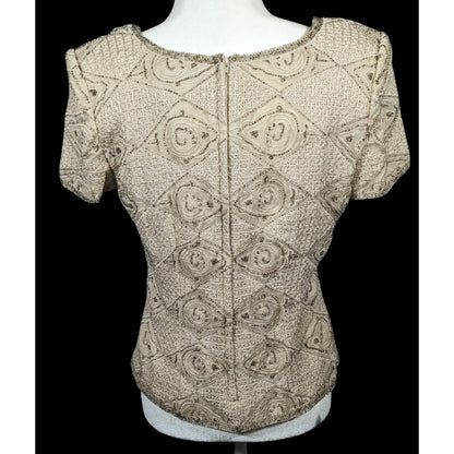 Vintage BlackTie By Oleg Cassini Silk Beaded Top Size Large