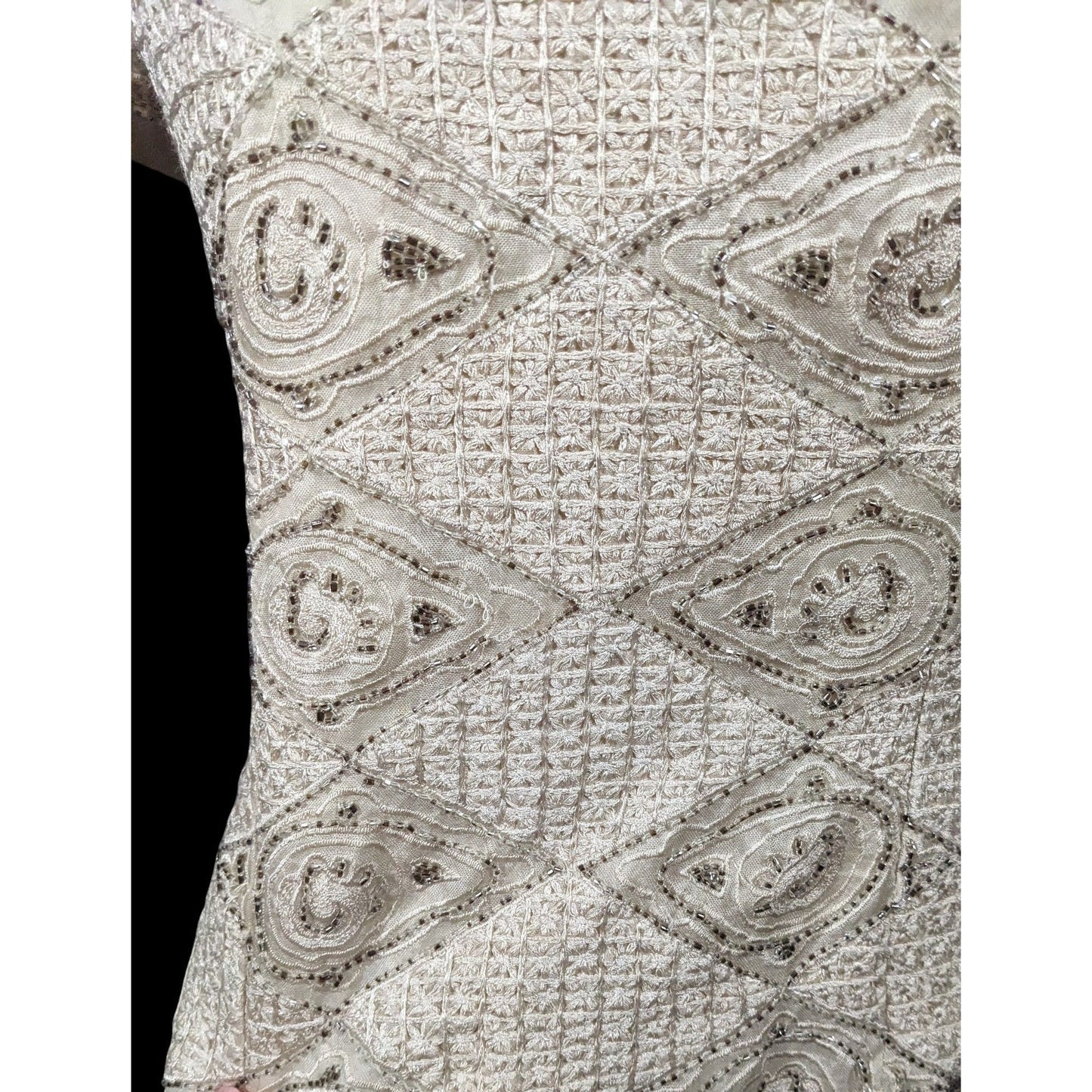 Vintage BlackTie By Oleg Cassini Silk Beaded Top Size Large