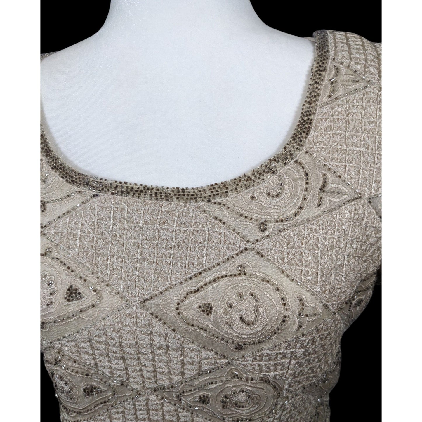 Vintage BlackTie By Oleg Cassini Silk Beaded Top Size Large