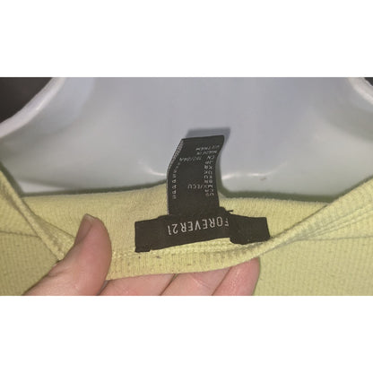 Forever 21 Yin Yang Top Yellow Lettuce Edge 90s Long Sleeve