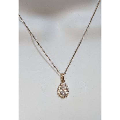 Elegant Crystal Teardrop Rose Gold Tone Necklace