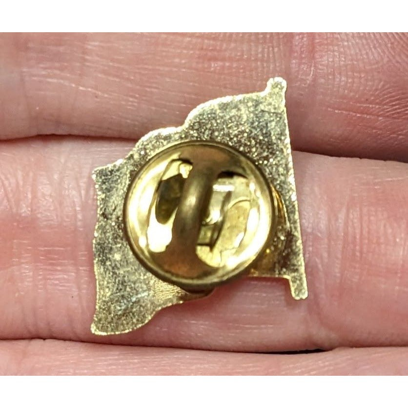 Patriotic Red White And Blue Enamel On Gold Tone Metal United States Flag Lapel Pin