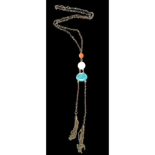 Retro Bohemian Enamel Disc Fringe Necklace