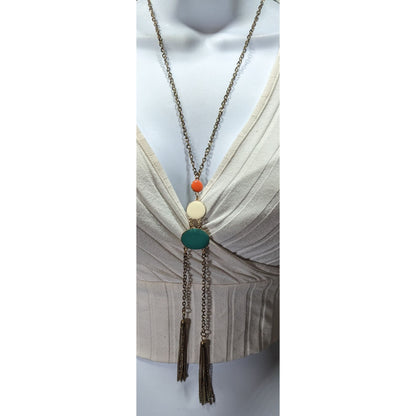 Retro Bohemian Enamel Disc Fringe Necklace