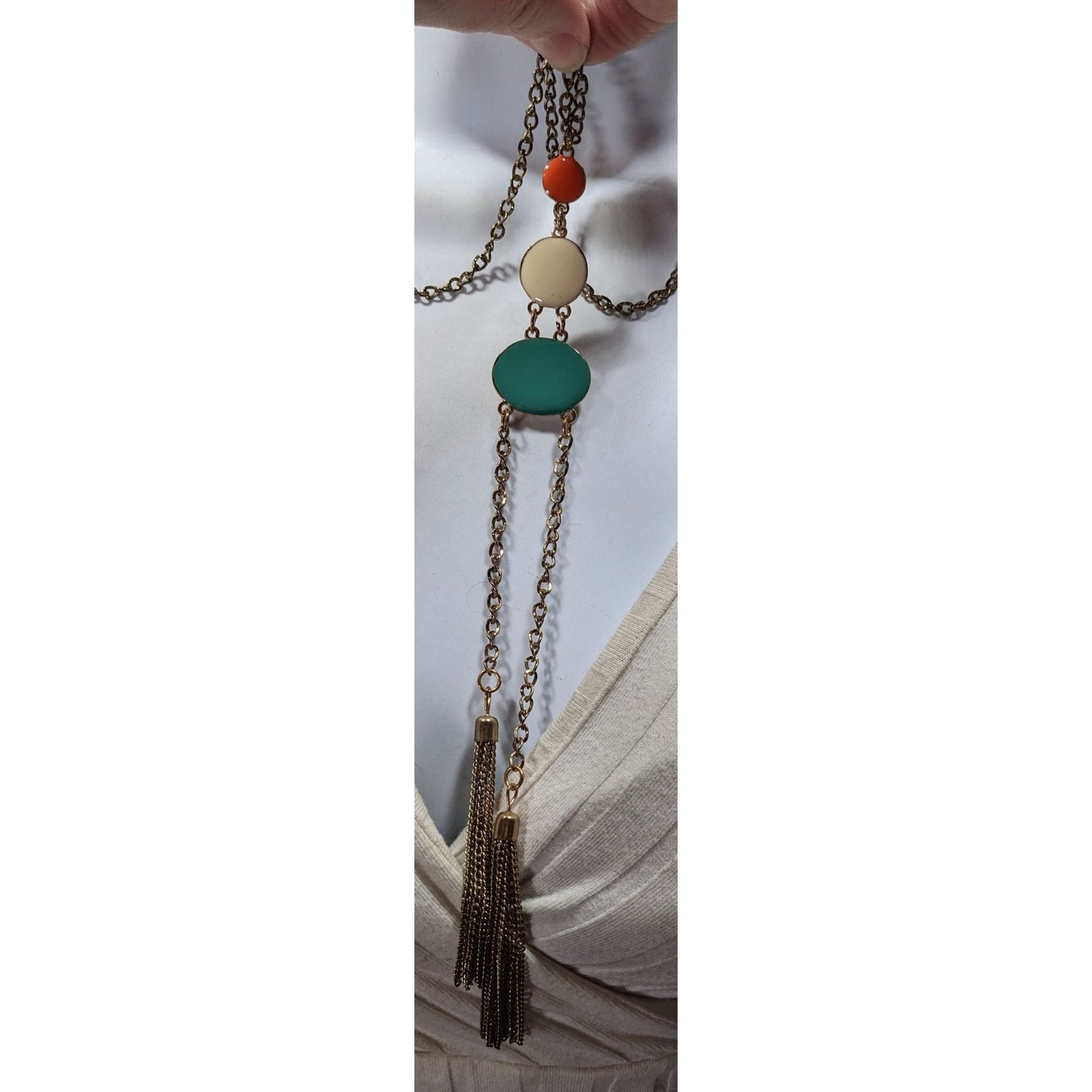 Retro Bohemian Enamel Disc Fringe Necklace