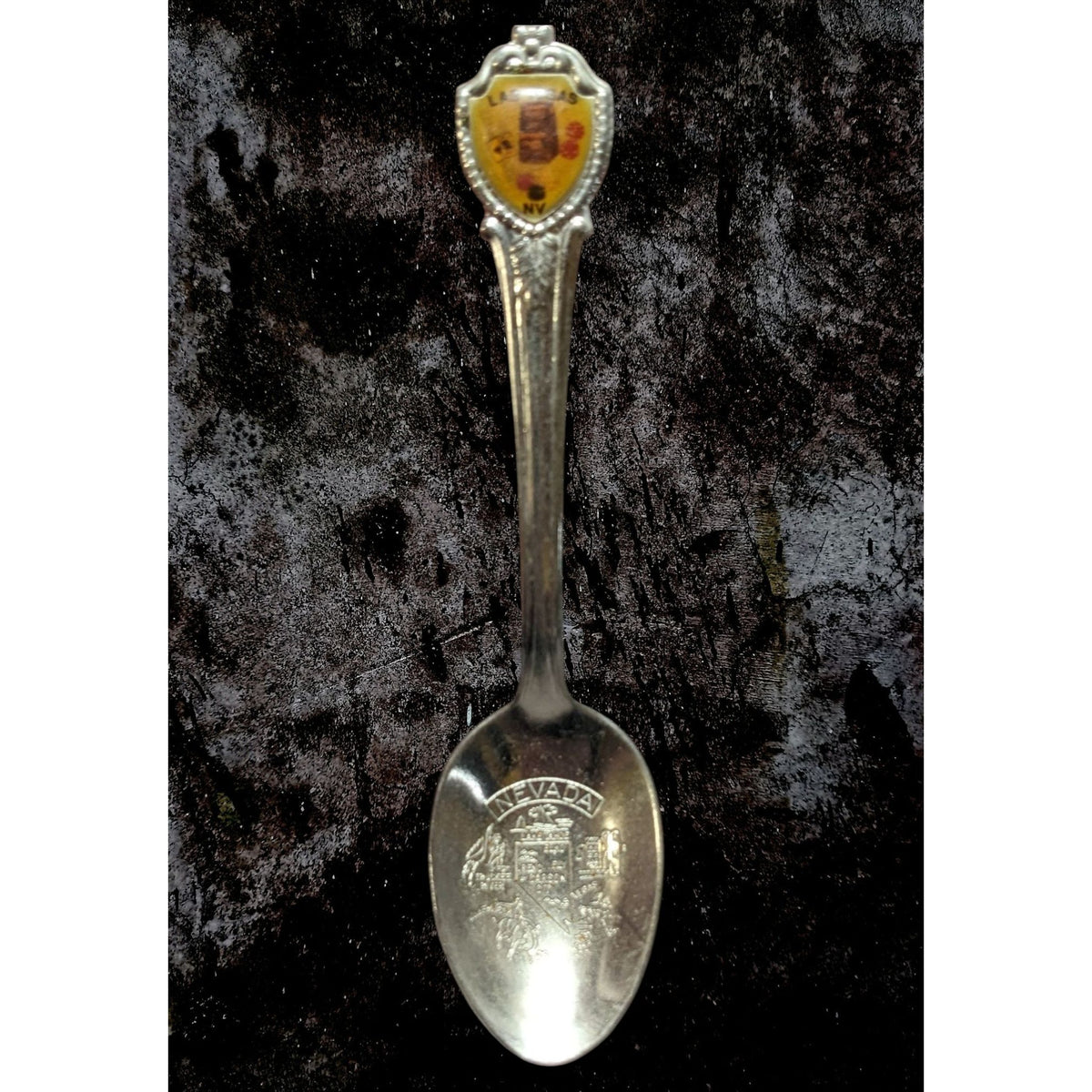Vintage Retro Metal Silver Tone Las Vegas Nevada Souvenir Spoon 4 1/2 Inch