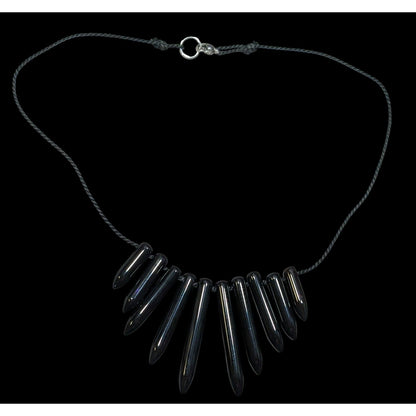 Gothic Polished Onyx Graduated Pillar Necklace