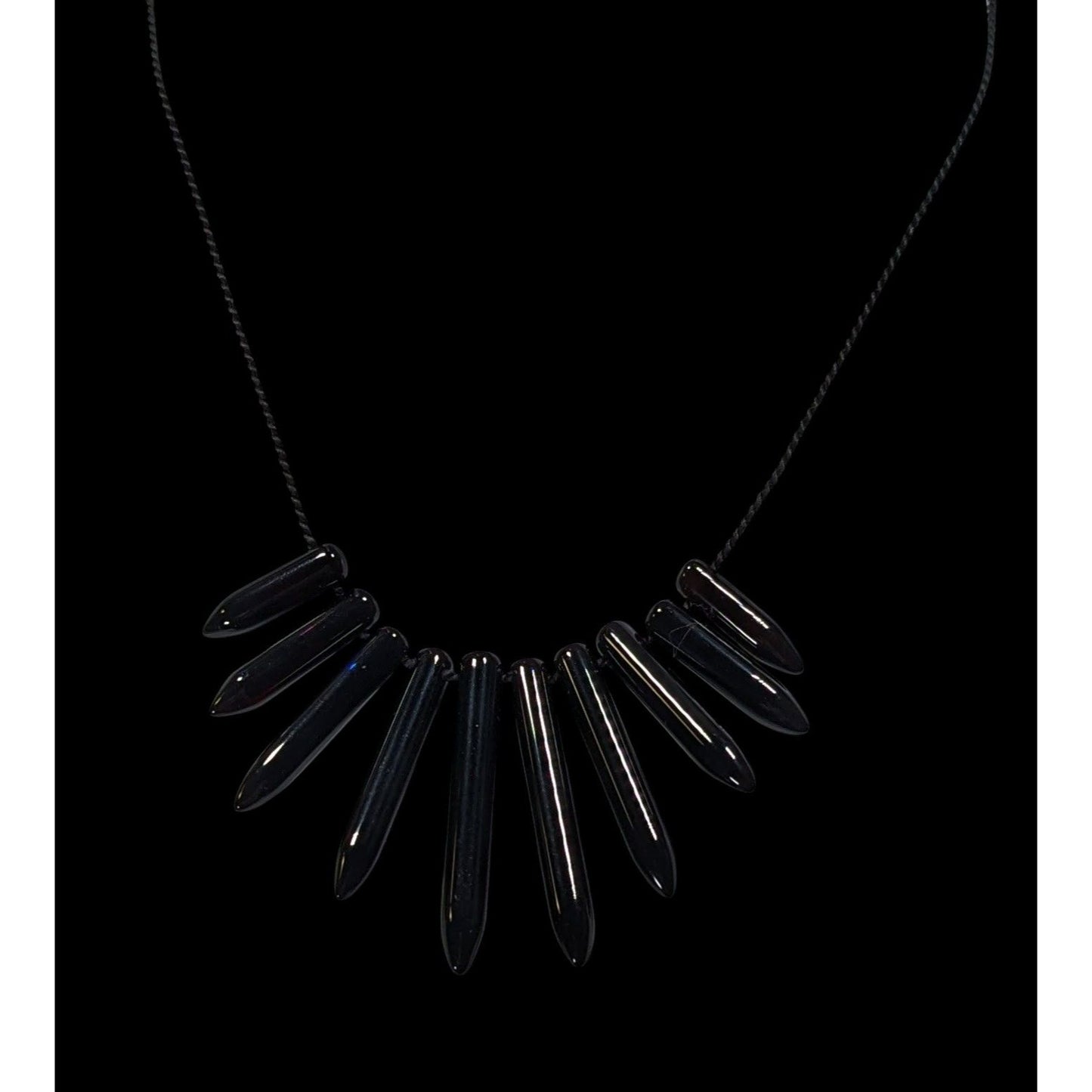 Gothic Polished Onyx Graduated Pillar Necklace