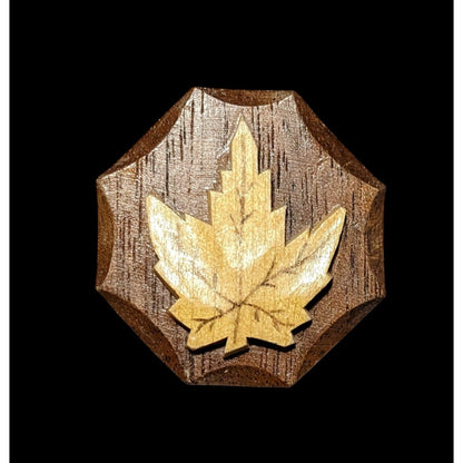 Vintage Wooden Hand Carved Maple Leaf Brooch