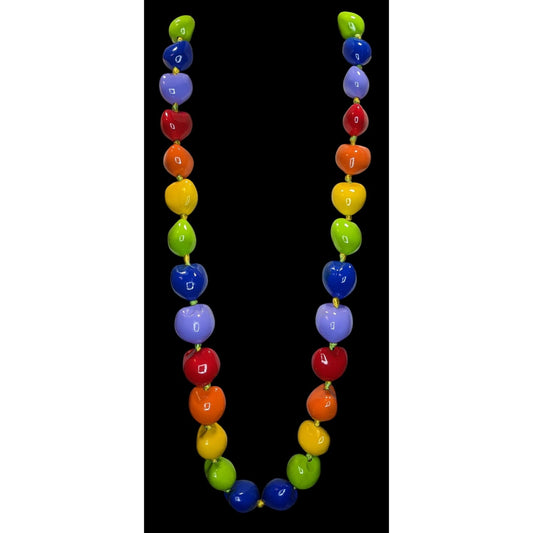 Rainbow Kukui Nut Necklace Pride Jewelry | Colorful Festival Statement Accessory