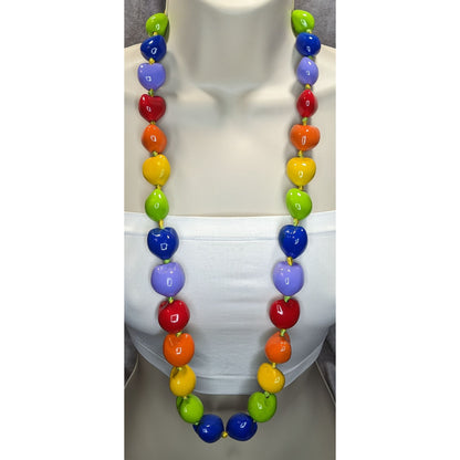 Rainbow Kukui Nut Necklace Pride Jewelry | Colorful Festival Statement Accessory