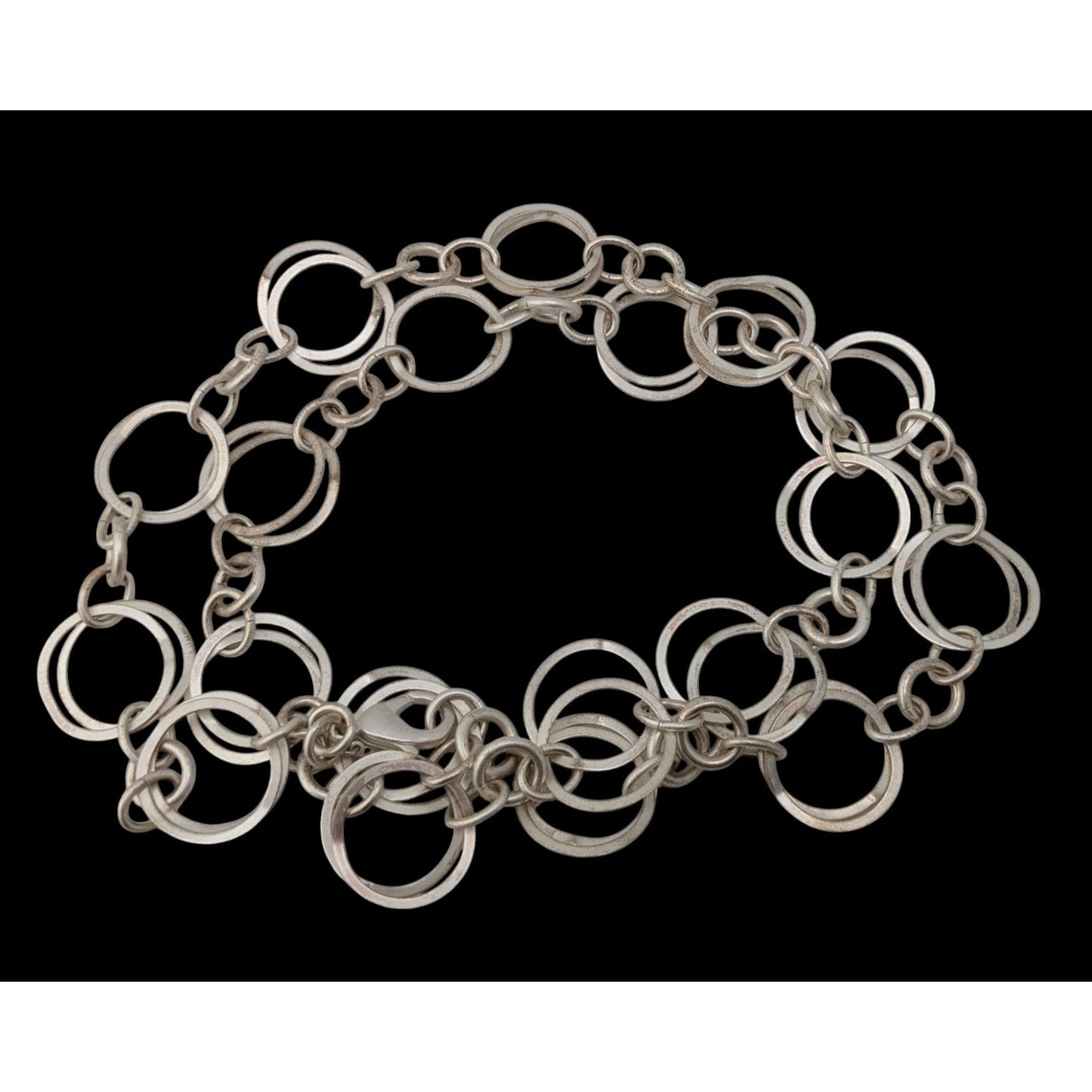 Vintage Premier Designs Circle Link Necklace Light Silver Geometric Elegance