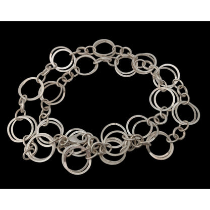 Vintage Premier Designs Circle Link Necklace Light Silver Geometric Elegance