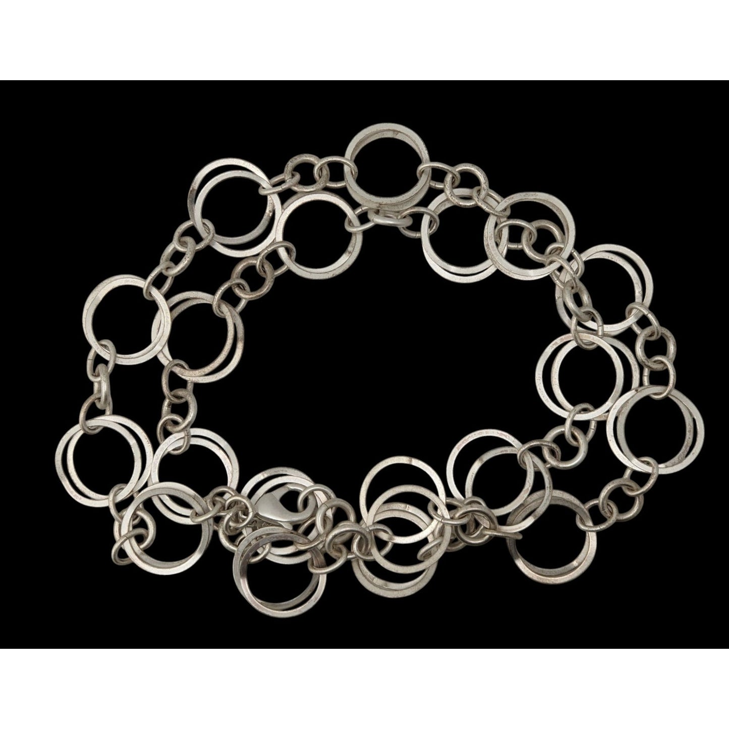 Vintage Premier Designs Circle Link Necklace Light Silver Geometric Elegance