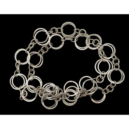 Vintage Premier Designs Circle Link Necklace Light Silver Geometric Elegance