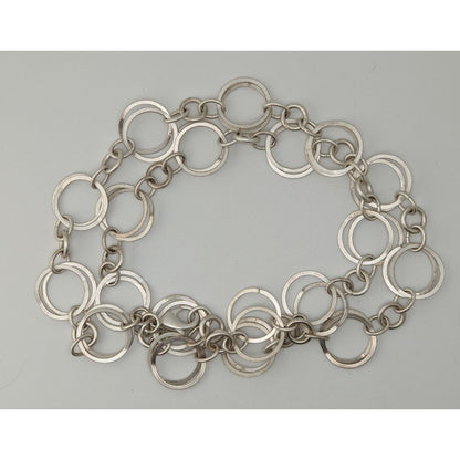 Vintage Premier Designs Circle Link Necklace Light Silver Geometric Elegance