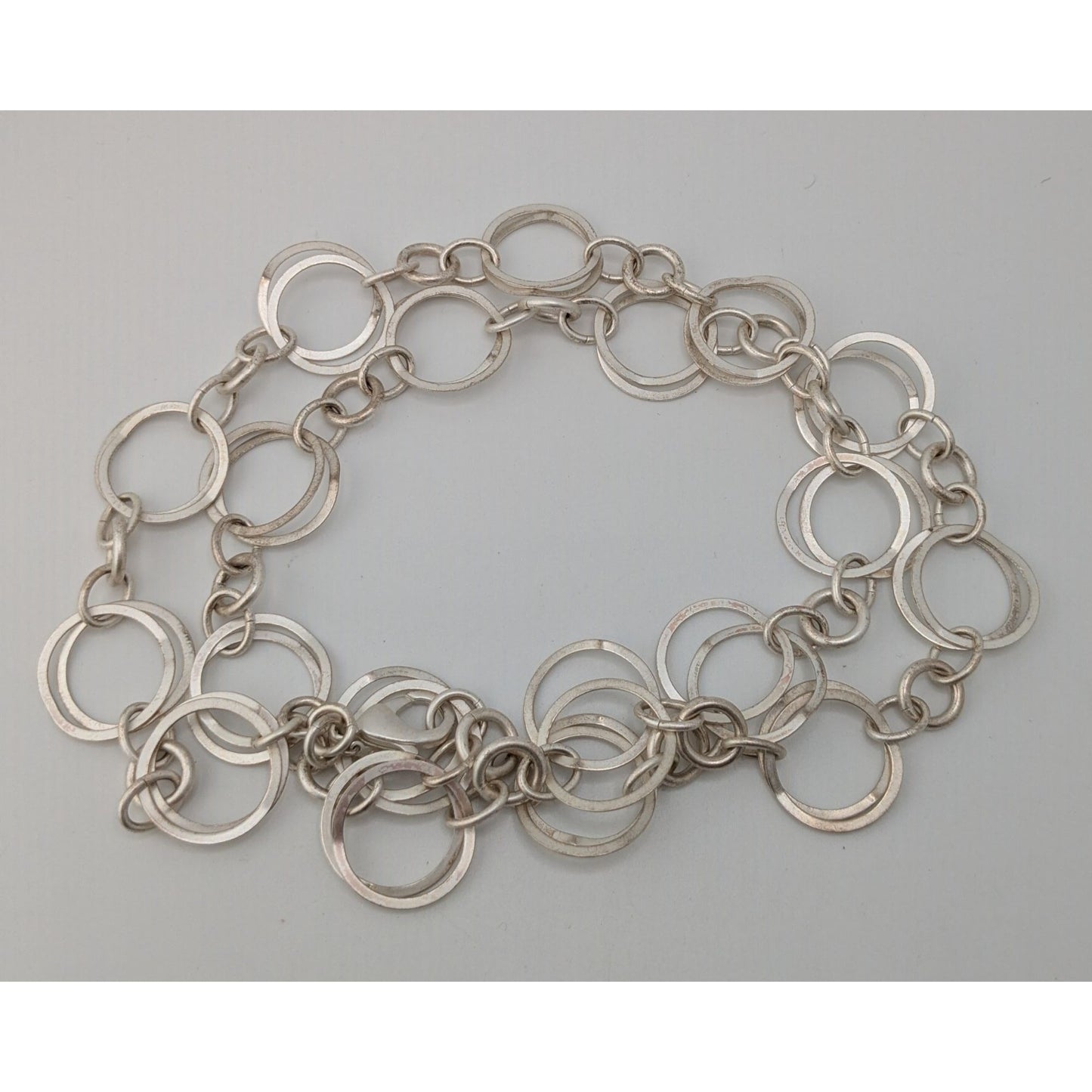 Vintage Premier Designs Circle Link Necklace Light Silver Geometric Elegance