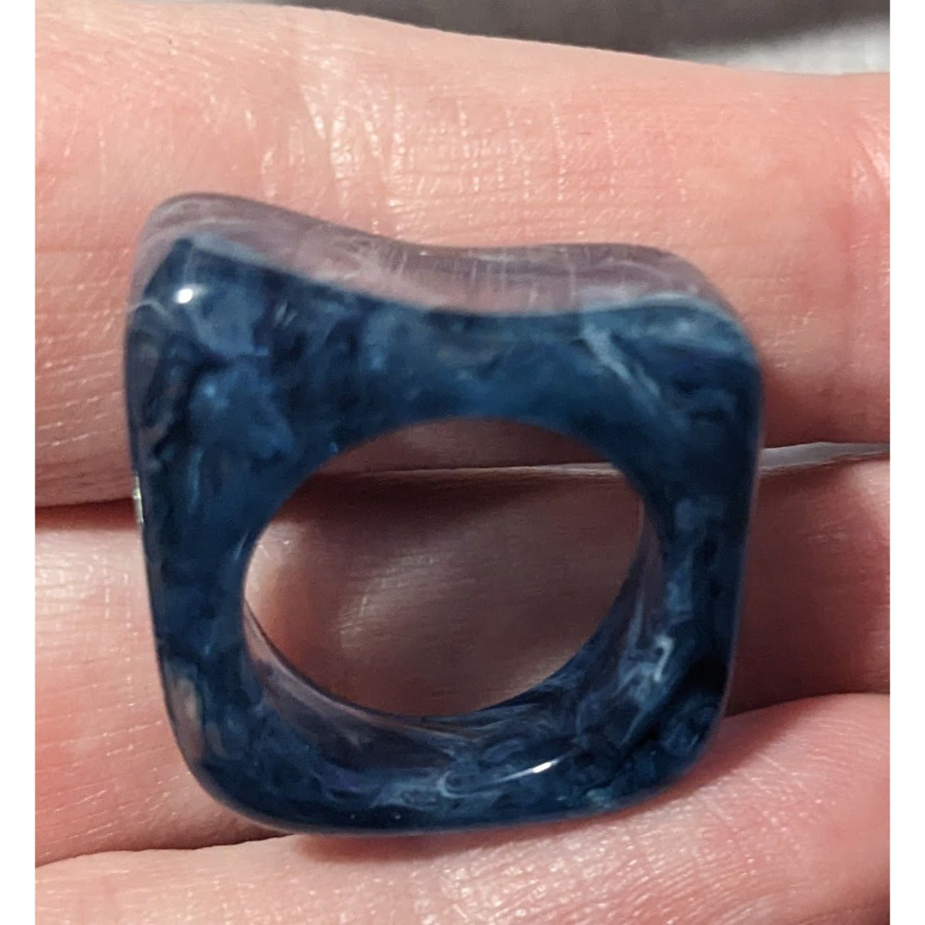 Blue Chunky Abstract Swirl Fashion Ring Size 5 1/2