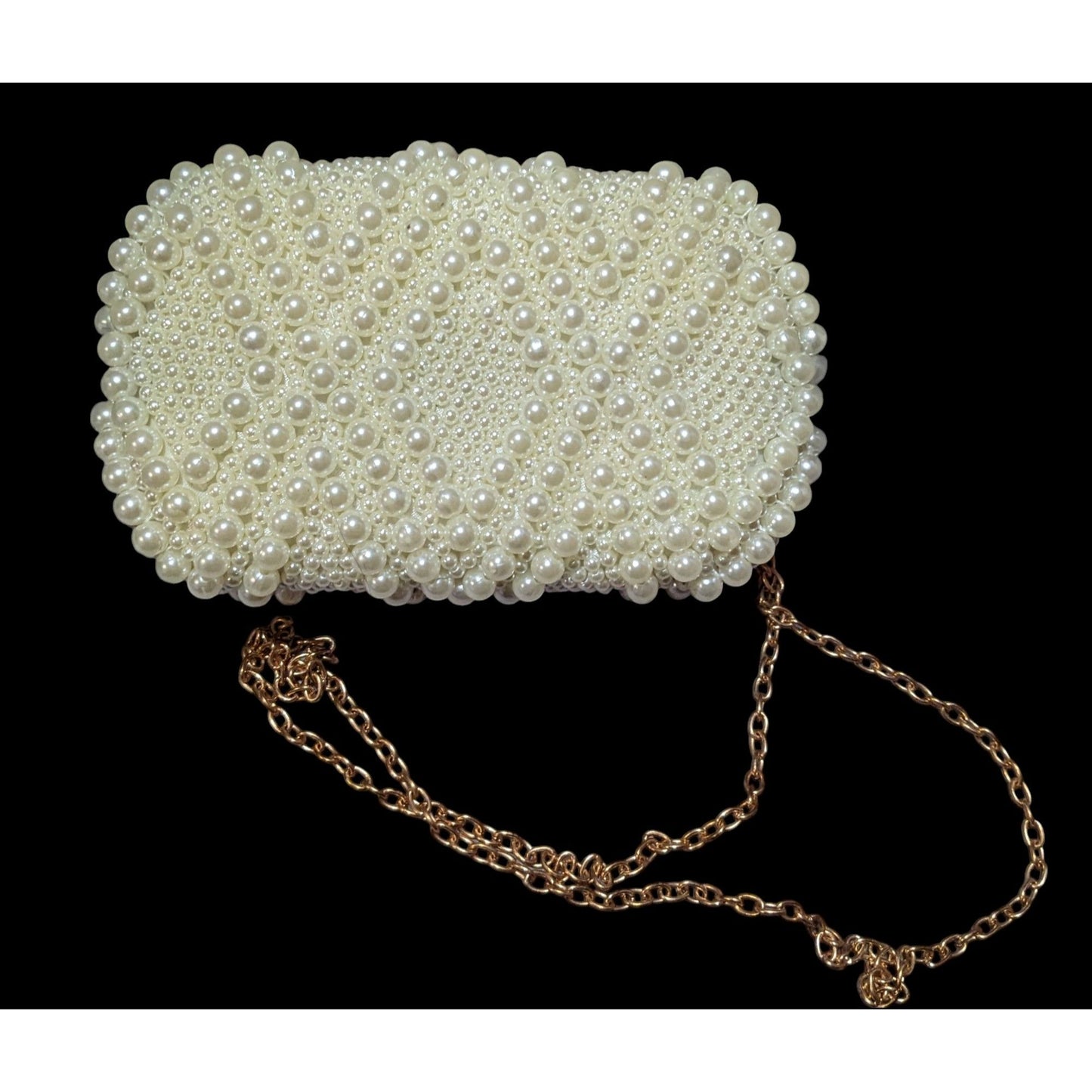 La Regal Vintage Faux Pearl Clamshell Evening Bag