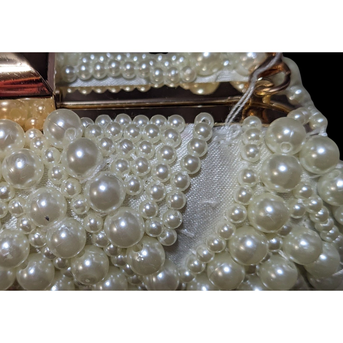 La Regal Vintage Faux Pearl Clamshell Evening Bag