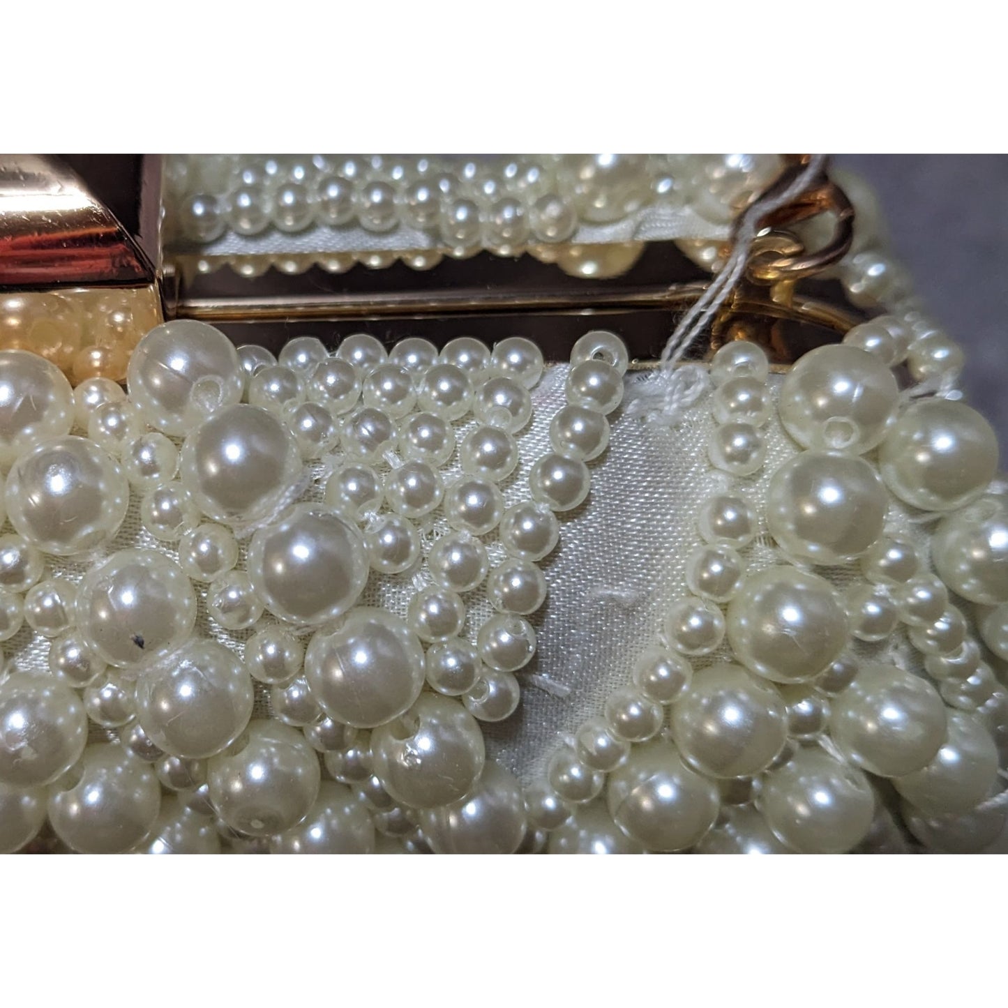 La Regal Vintage Faux Pearl Clamshell Evening Bag