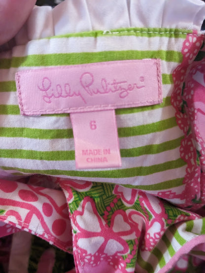 Lily Pulitzer Pink And Green Floral Checker Summer Dress