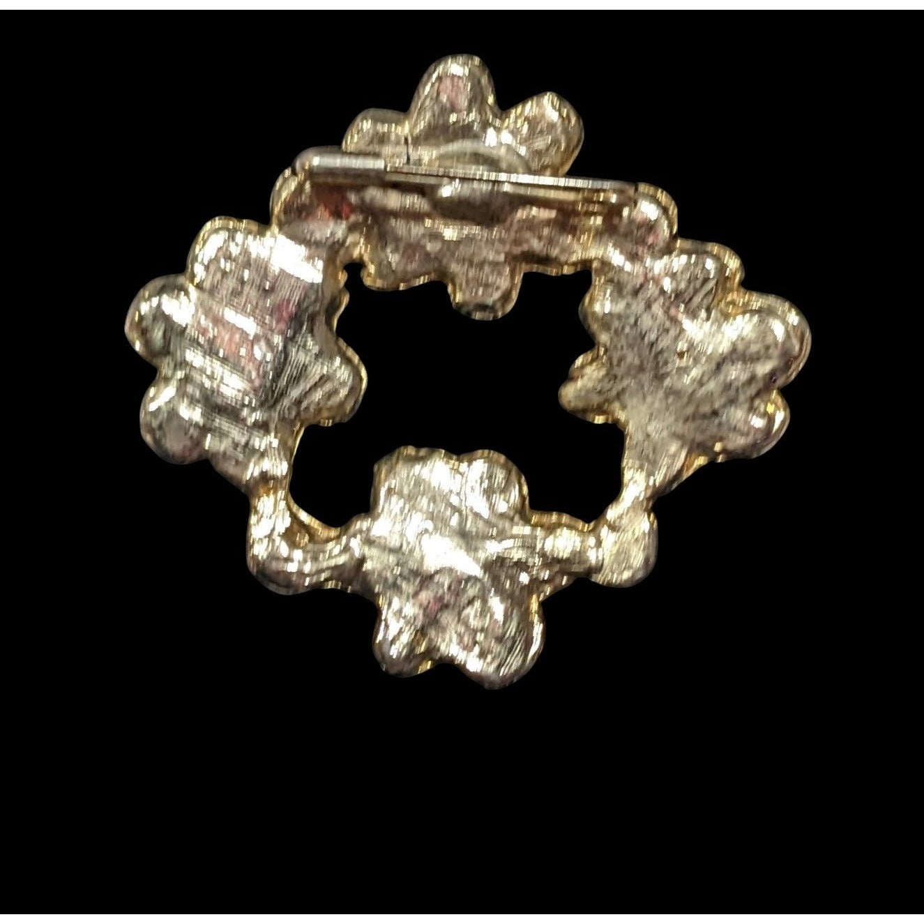 Vintage Floral Red White And Gold With Pearl Accents Brooch