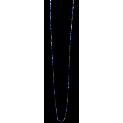 Boho Y2K Long Blue Glass Beaded Necklace Cobalt Aqua Mixed Beads