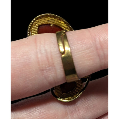 Steampunk Heart Shaped Orange And Gold Tone Adjustable Ring