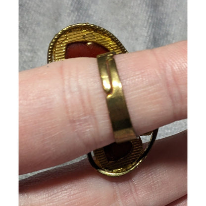 Steampunk Heart Shaped Orange And Gold Tone Adjustable Ring