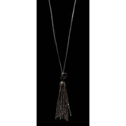 Preppy Glam Silver Sparkle Loft Tassel Necklace