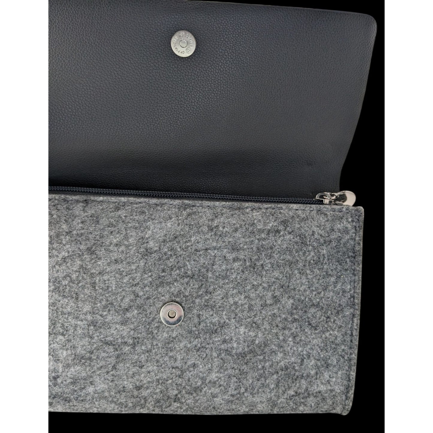 La Prairie Switzerland Grey Faux Leather & Felt Clutch