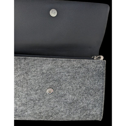 La Prairie Switzerland Grey Faux Leather & Felt Clutch