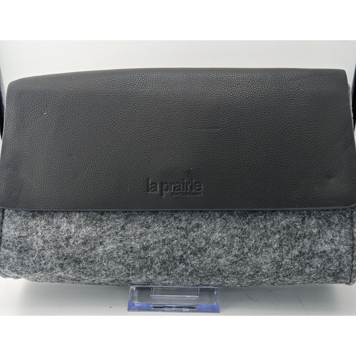 La Prairie Switzerland Grey Faux Leather & Felt Clutch