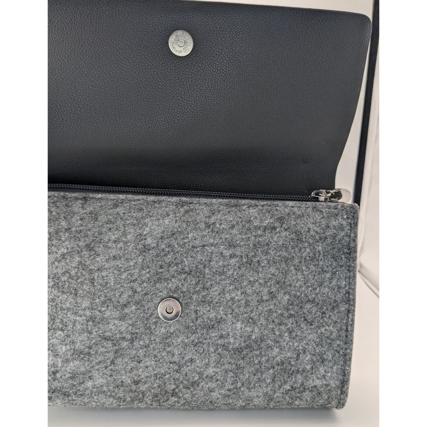 La Prairie Switzerland Grey Faux Leather & Felt Clutch