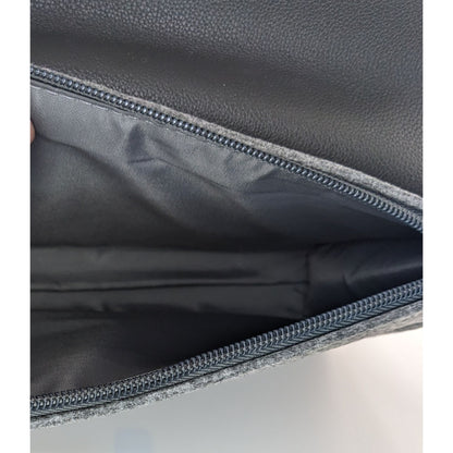 La Prairie Switzerland Grey Faux Leather & Felt Clutch