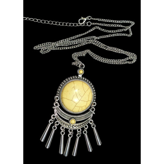 Paparazzi Bohemian Yellow And Silver Tone Pendant Necklace