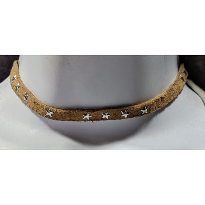 Festival Ready Tan Suede Star Choker Necklace