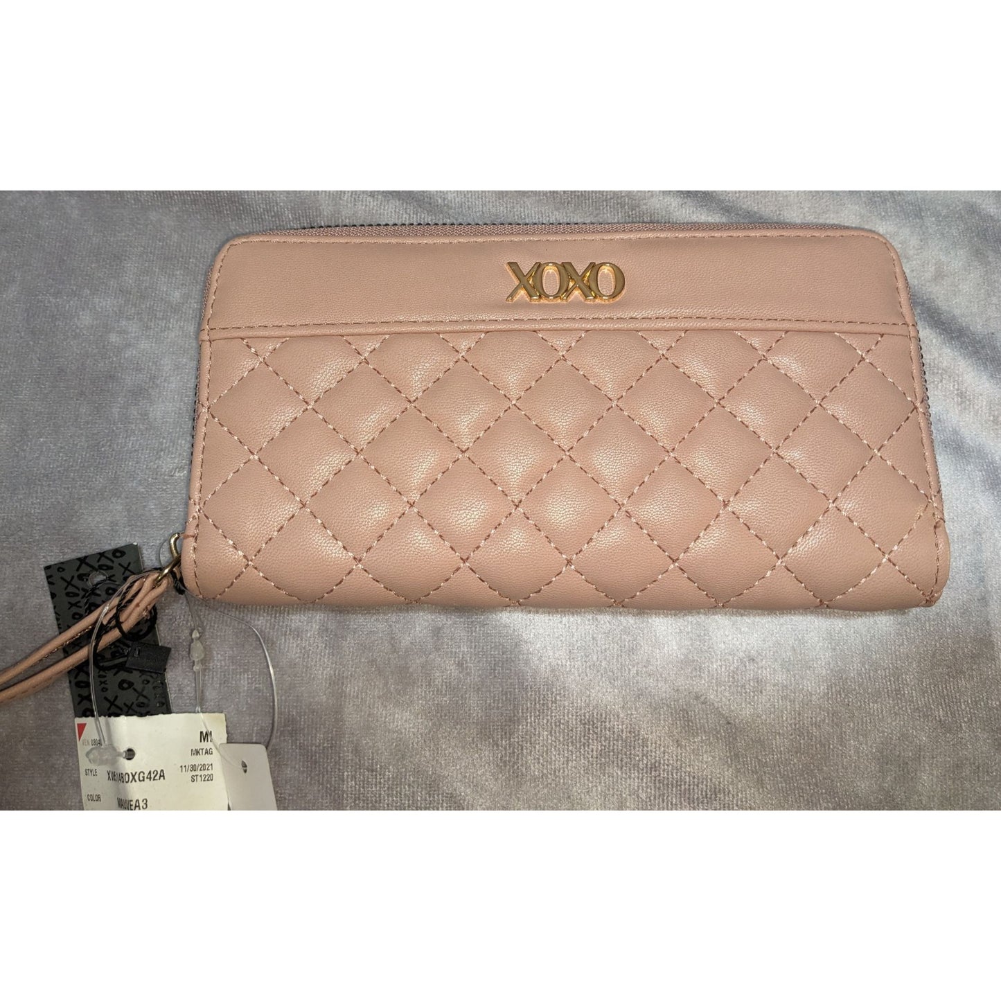 XOXO Quilted Pink Wristlet Wallet With Gold Logo & Strap