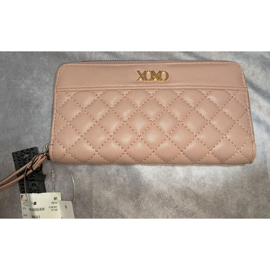 XOXO Quilted Pink Wristlet Wallet With Gold Logo & Strap