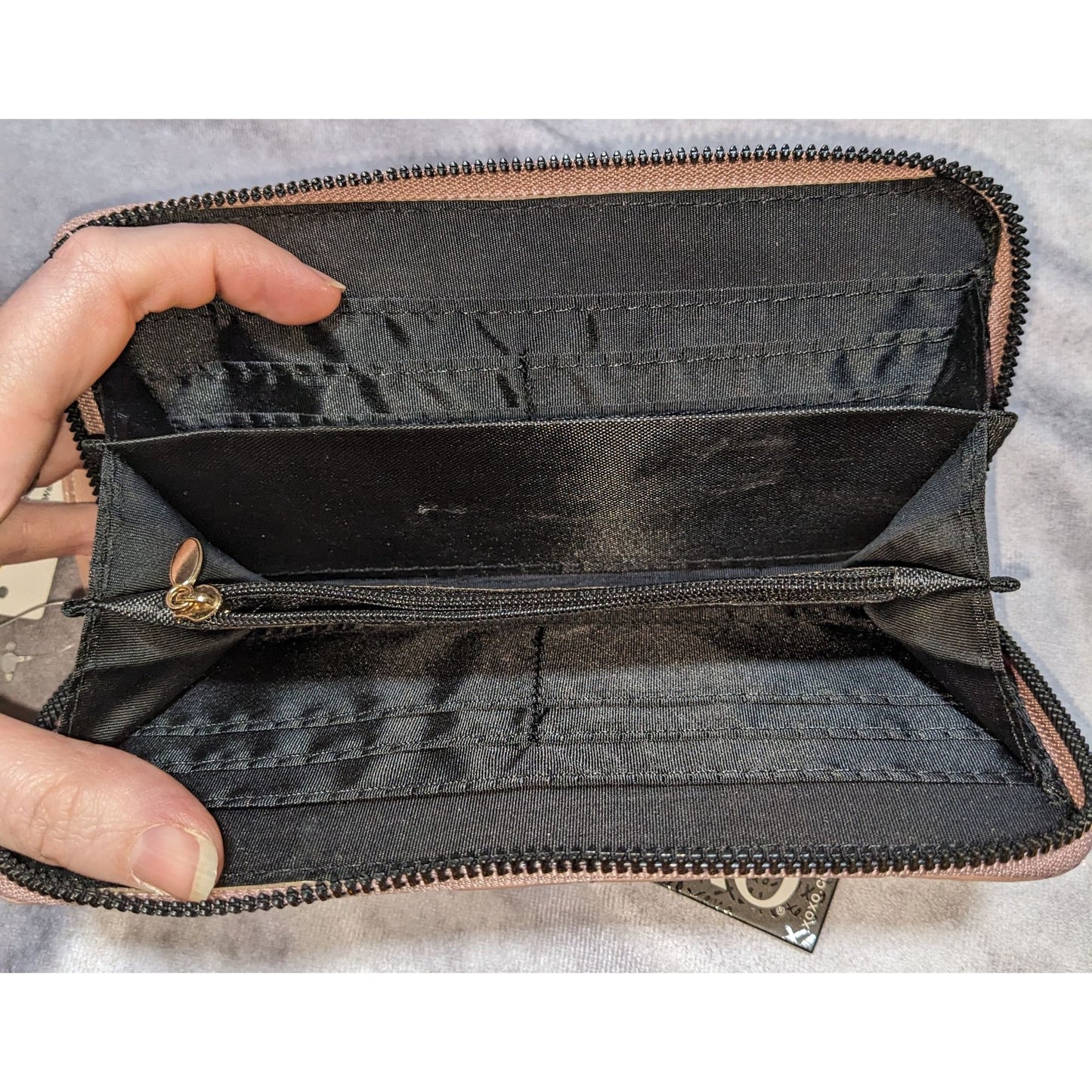 XOXO Quilted Pink Wristlet Wallet With Gold Logo & Strap