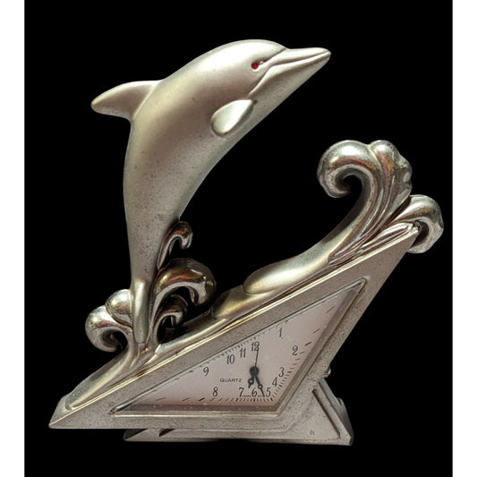 Vintage Art Decor Geometric Dolphin Desk Mantle Clock