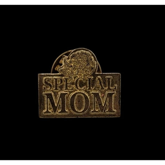 Vintage Special Mom Floral Gold Tone Mother's Day Lapel Pin