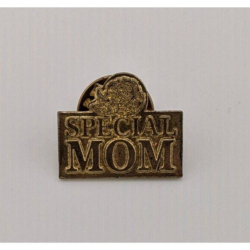 Vintage Special Mom Floral Gold Tone Mother's Day Lapel Pin
