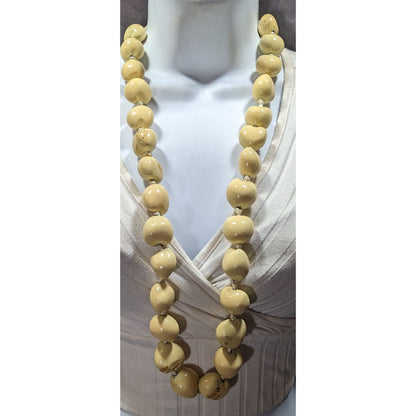 Traditional Hawaiian Cream Kukui Nut Necklace