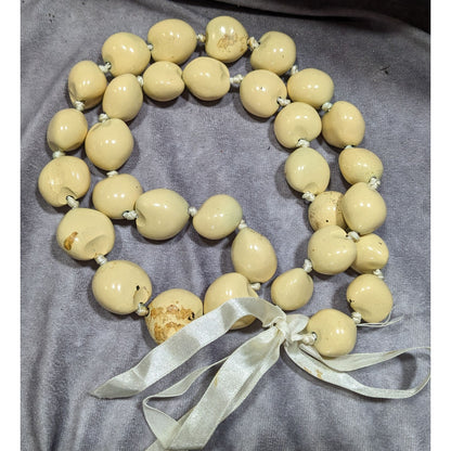 Traditional Hawaiian Cream Kukui Nut Necklace